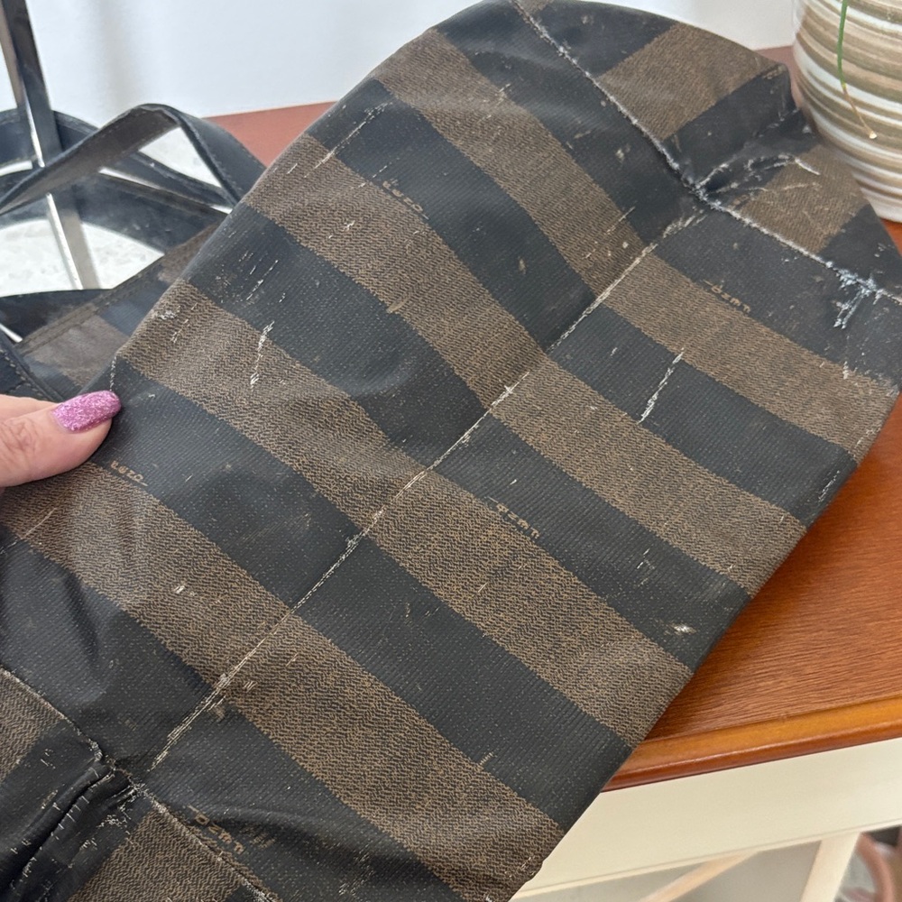 Fendi Black and Brown Striped Tote - Picture 4 of 10
